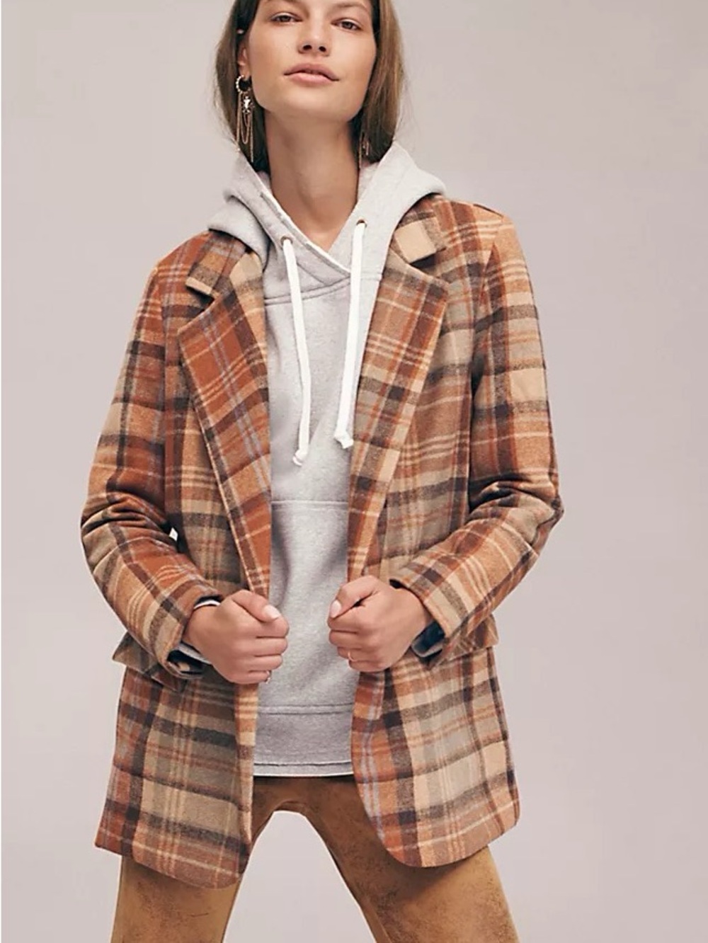 Free People Plaid Peacoat